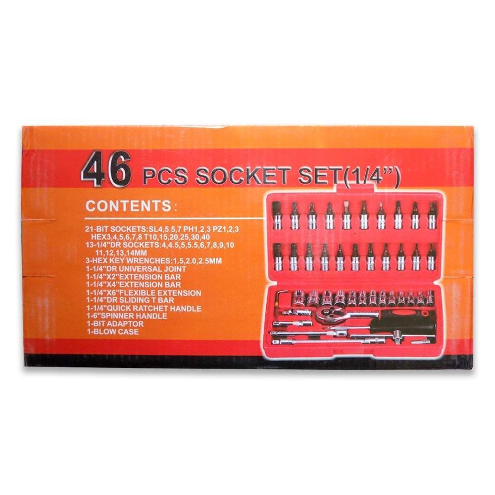 422 Socket 1/4 Inch Combination Repair Tool Kit (Red, 46 pcs)