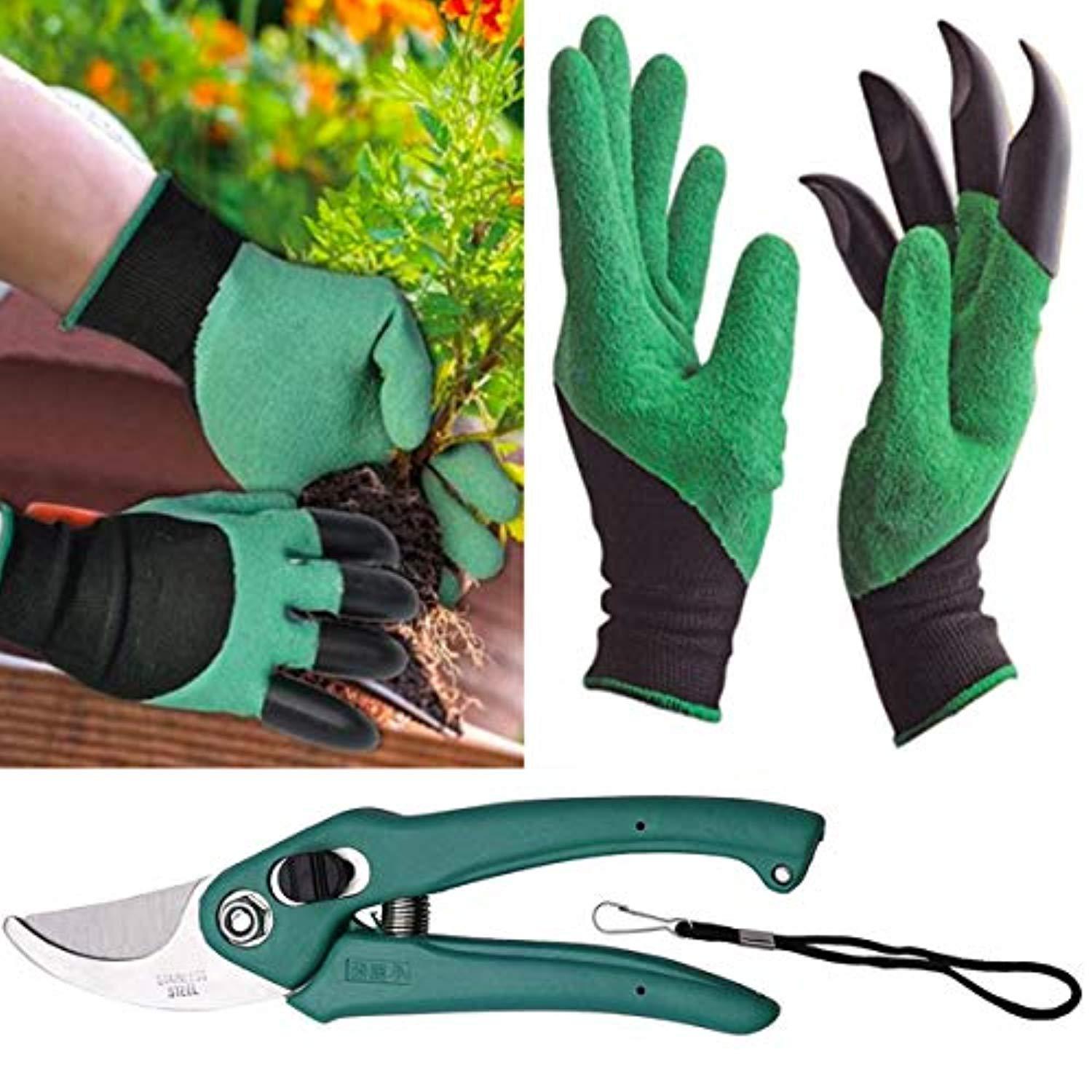 Gonowtoday Gardening Tools - Garden Gloves with Claws for Digging and Planting, 1 Pair Ergonomic Grip, Incredibly Sharp Secateurs