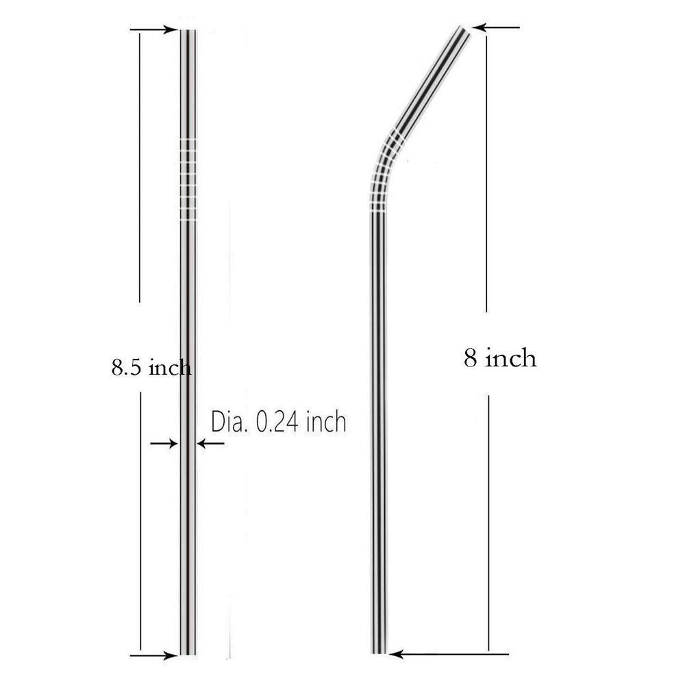 579 Set of 4 Stainless Steel Straws & Brush (2 Straight straws, 2 Bent straws, 1 Brush)